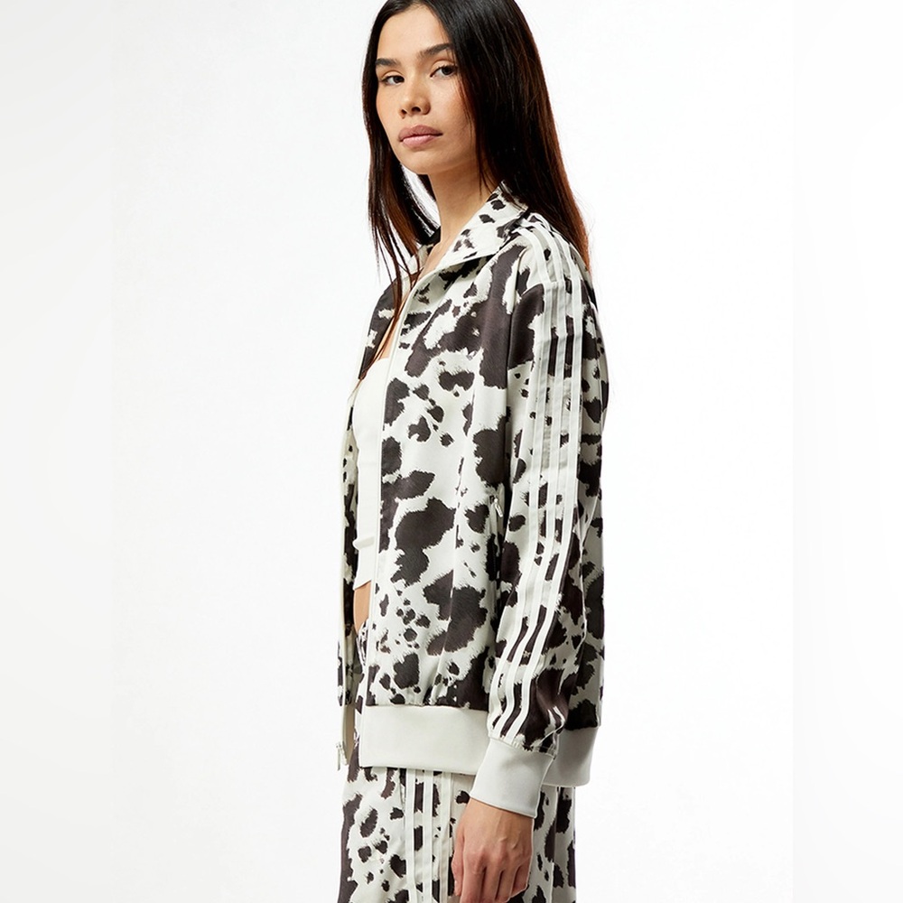 Like New!  ADIDAS ORIGINALS SATIN COW PRINT TRACK JACKET